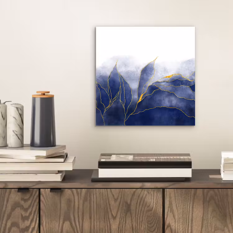 Marmer - Blauw - Marmerlook - Goud - Textuur aluminium wit klein -sfeer1