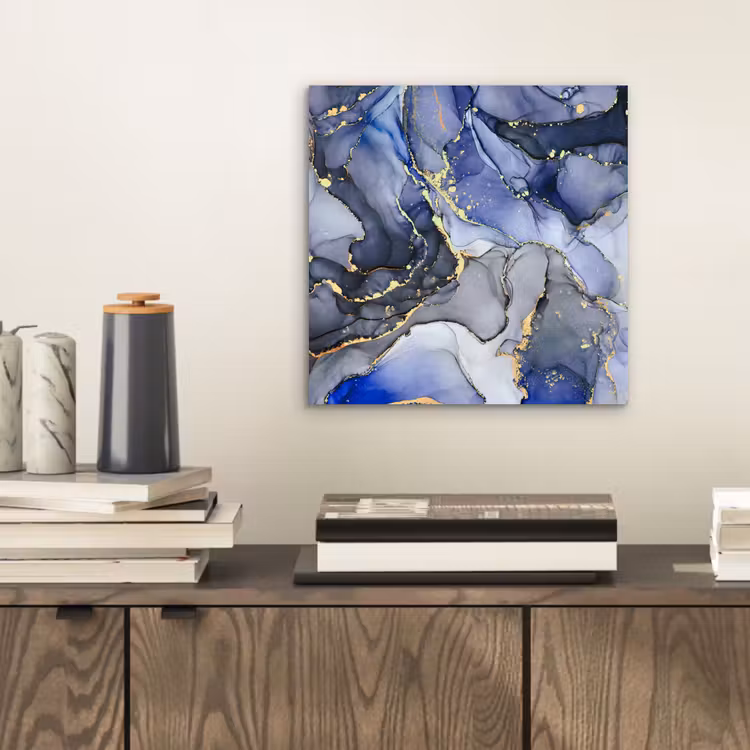 Marmer - Goud - Abstract - Blauw aluminium wit klein -sfeer1