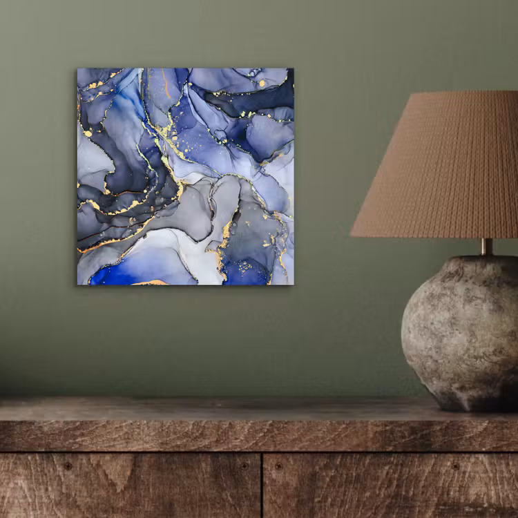 Marmer - Goud - Abstract - Blauw aluminium wit klein -sfeer2