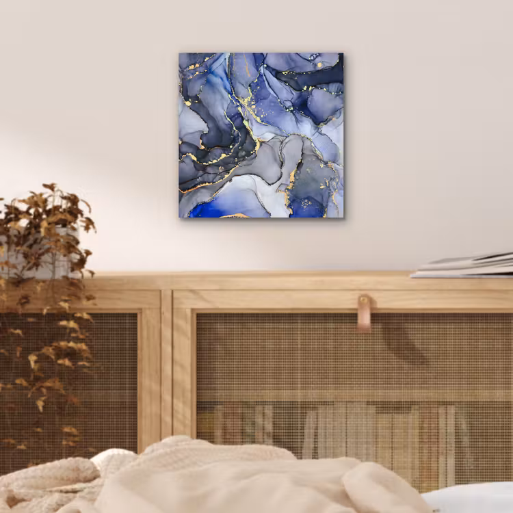 Marmer - Goud - Abstract - Blauw aluminium wit klein -sfeer3