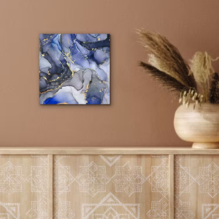 Marmer - Goud - Abstract - Blauw aluminium wit klein -sfeer4
