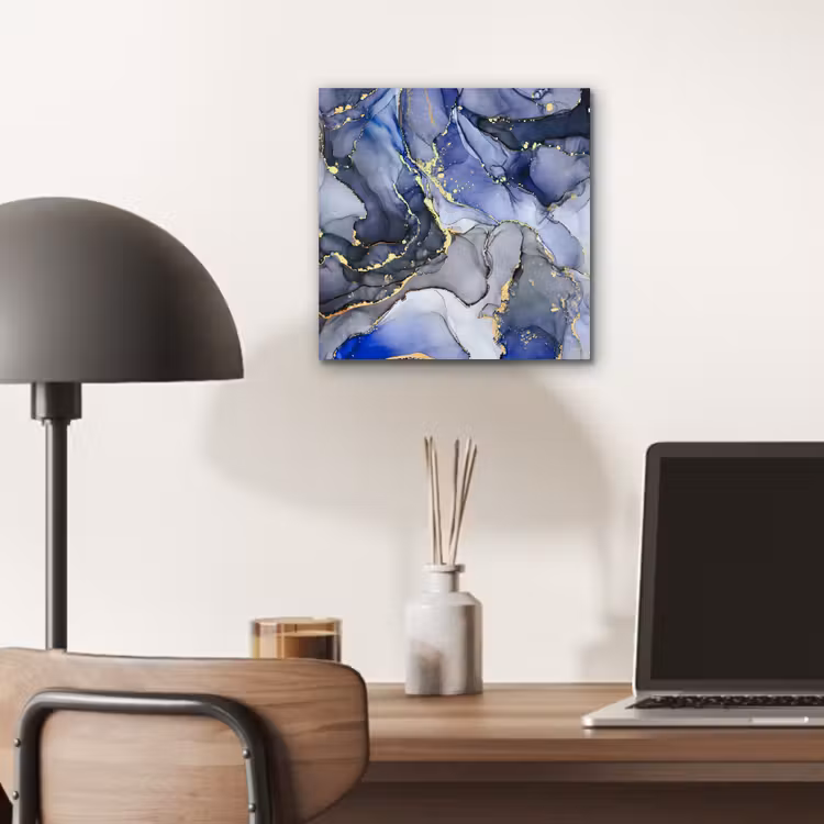 Marmer - Goud - Abstract - Blauw aluminium wit klein -sfeer5