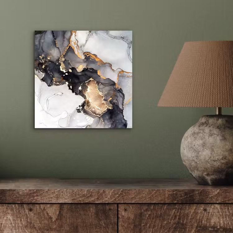 Marmer - Goud - Abstract - Zwart Wit - Luxe aluminium wit klein -sfeer2