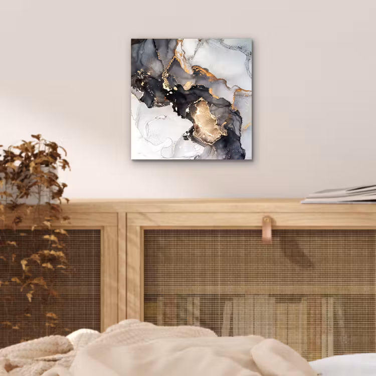 Marmer - Goud - Abstract - Zwart Wit - Luxe aluminium wit klein -sfeer3