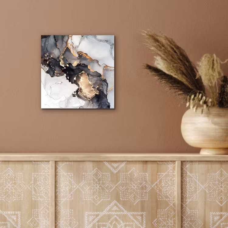 Marmer - Goud - Abstract - Zwart Wit - Luxe aluminium wit klein -sfeer4