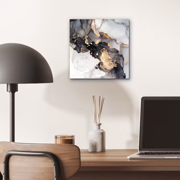 Marmer - Goud - Abstract - Zwart Wit - Luxe aluminium wit klein -sfeer5