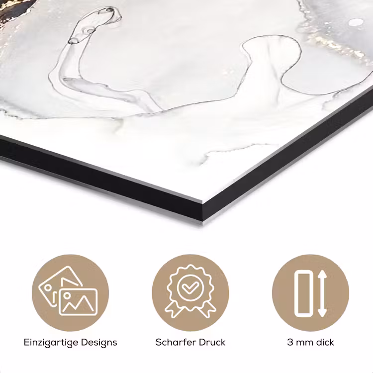 Marmer - Goud - Abstract - Zwart Wit - Luxe aluminium wit klein -closeup_DE