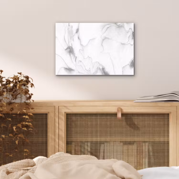 Marmer - Grijs - Wit - Abstract - Marmerlook aluminium wit klein -sfeer3