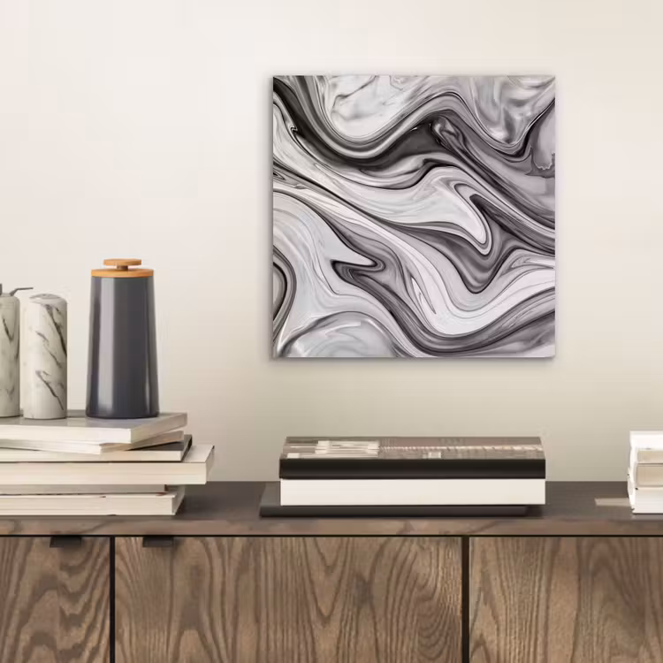 Marmer - Patronen - Grijs - Marmerlook - Zwart aluminium wit klein -sfeer1