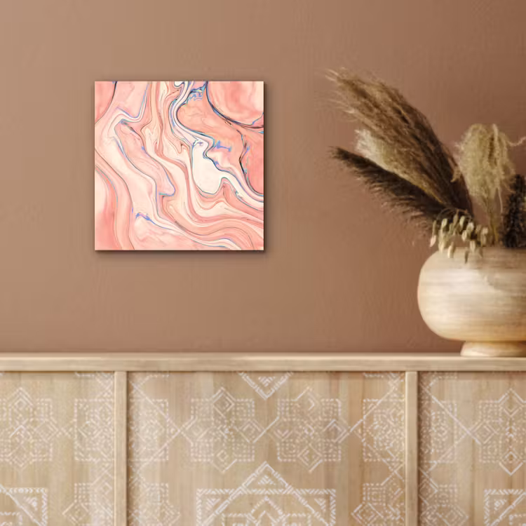 Marmer - Pastel - Roze - Blauw - Marmerlook - Abstract aluminium wit klein -sfeer4