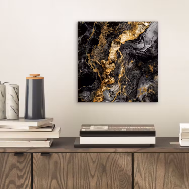 Marmer - Zwart - Goud - Abstract aluminium wit klein -sfeer1