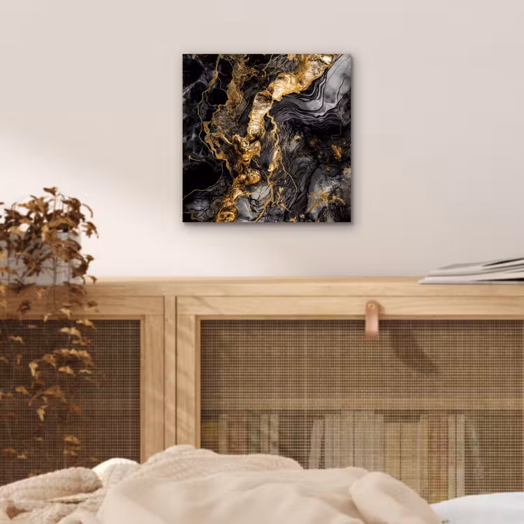 Marmer - Zwart - Goud - Abstract aluminium wit klein -sfeer3