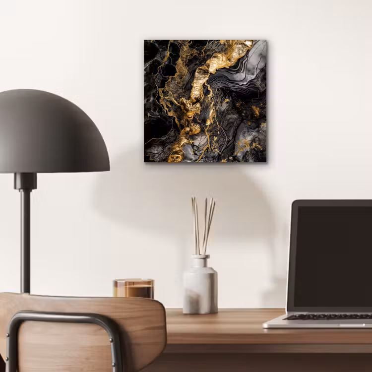 Marmer - Zwart - Goud - Abstract aluminium wit klein -sfeer5