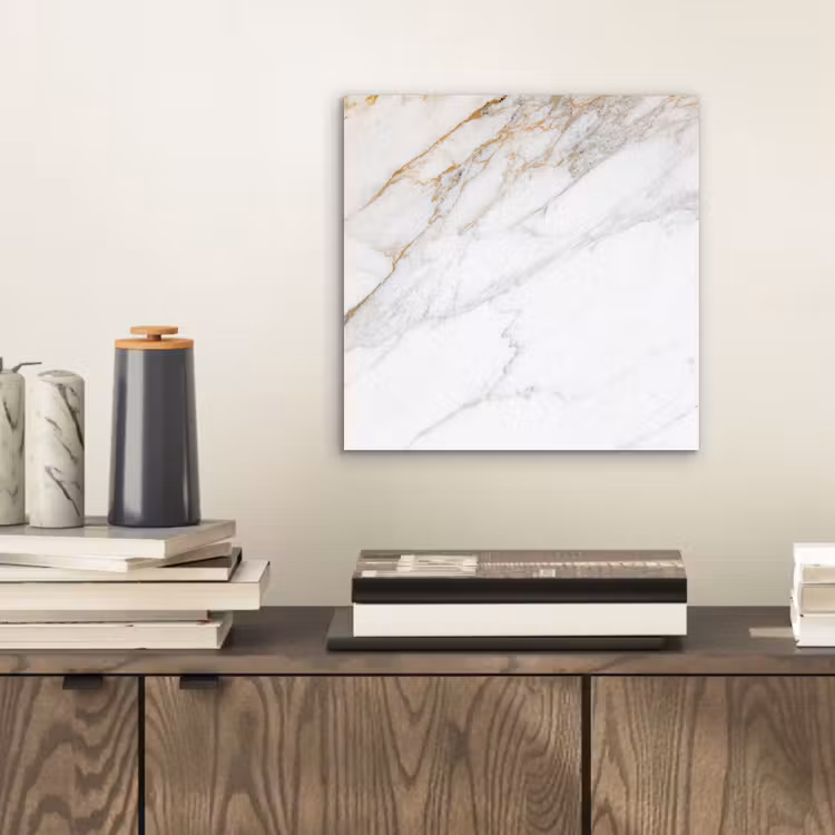 Marmer - Steen - Wit - Goud - Marmerlook - Steen - Luxe aluminium wit klein -sfeer1