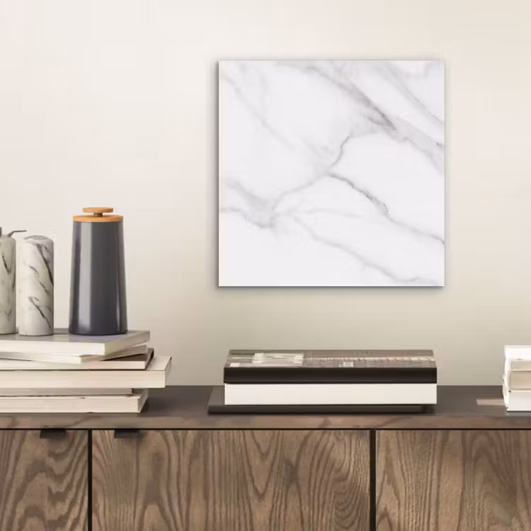 Marmer - Structuur - Wit - Grijs - Steen - Marmerlook aluminium wit klein -sfeer1