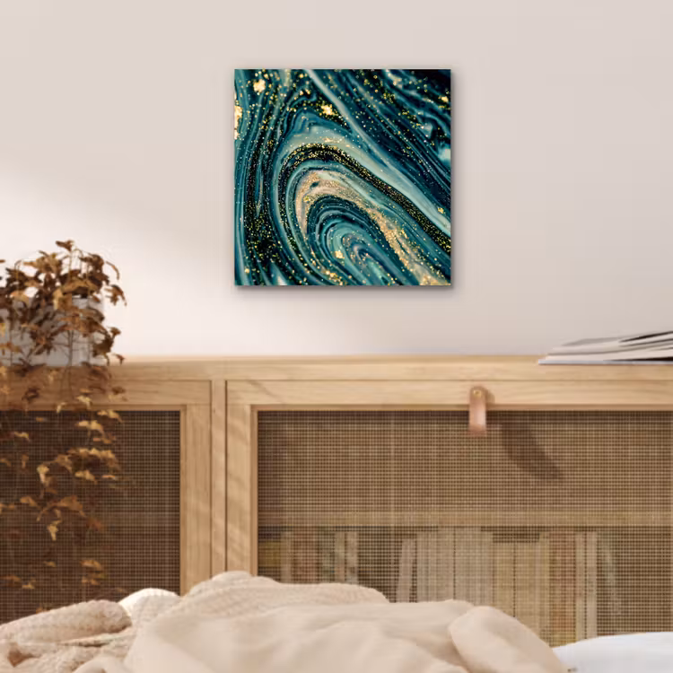 Marmerlook - Luxe - Goud - Turquoise - Glitter aluminium wit klein -sfeer3