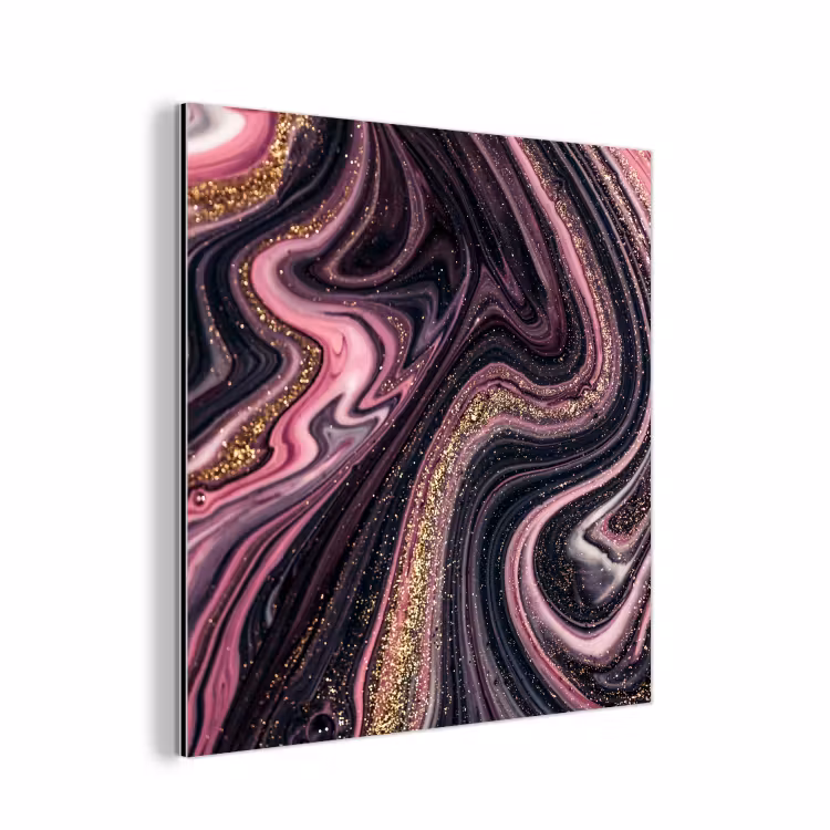 Marmerlook - Roze - Paars - Goud - Luxe - Marmer aluminium wit klein -3d
