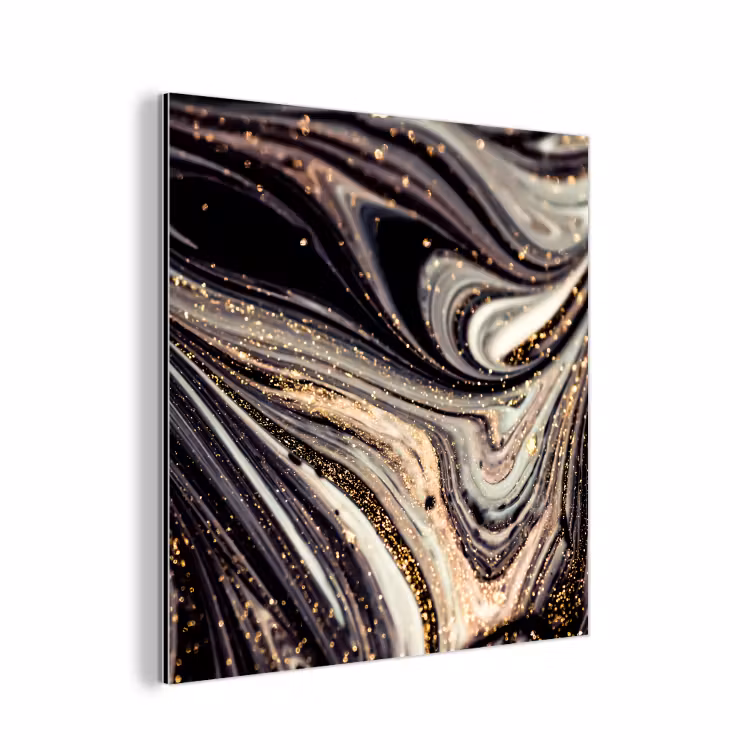 Marmerlook - Zwart - Goud - Wit - Glitter - Marmer aluminium wit klein -3d