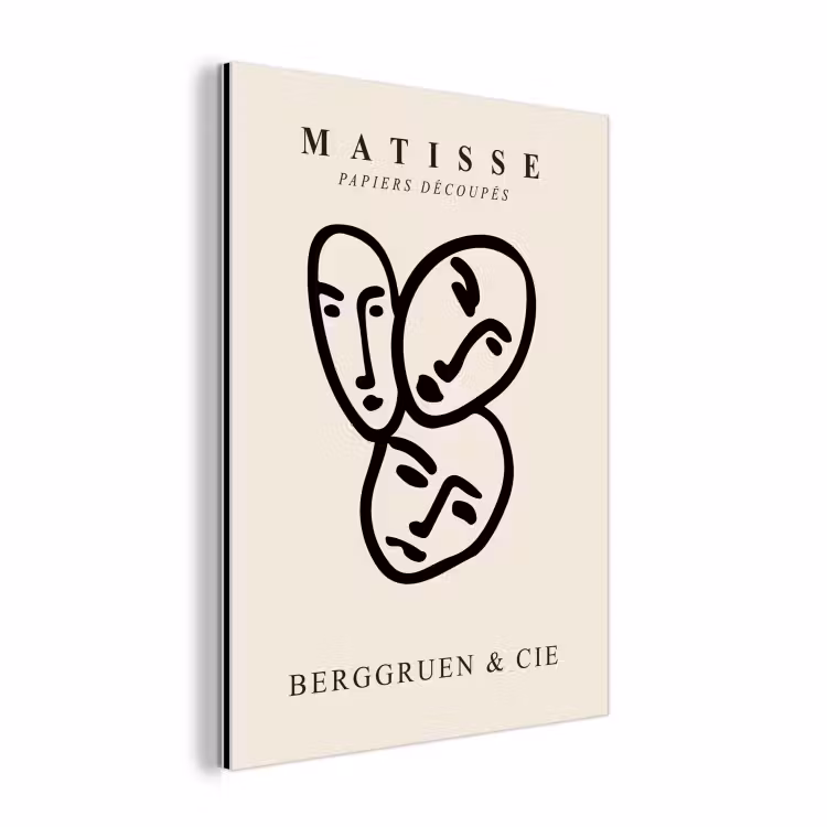 Matisse - Gezicht - Portret - Zwart aluminium wit klein -3d