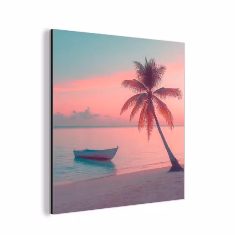 Zee - Boot - Zonsondergang aluminium wit klein -3d