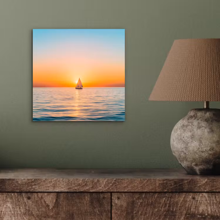 Zee - Zeilboot - Zonsondergang aluminium wit klein -sfeer2
