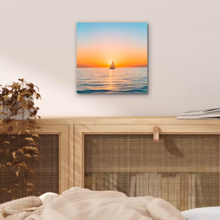Zee - Zeilboot - Zonsondergang aluminium wit klein -sfeer3