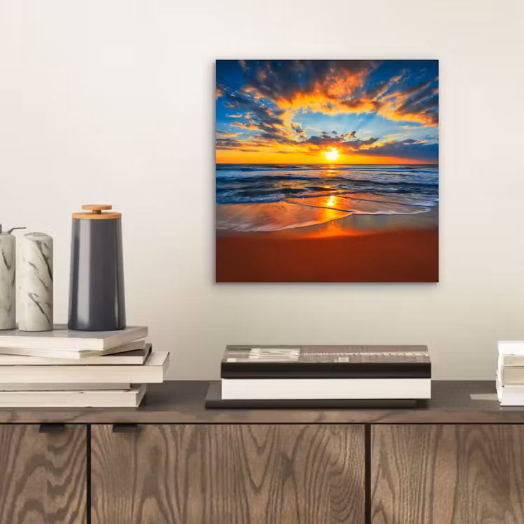 Zee - Zonsondergang - Strand - Wolken - Oranje aluminium wit klein -sfeer1