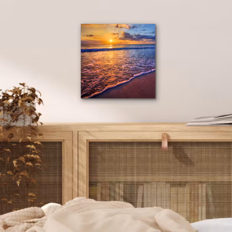 Zee - Strand - Zonsondergang - Wolken - Horizon aluminium wit klein -sfeer3
