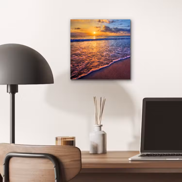 Zee - Strand - Zonsondergang - Wolken - Horizon aluminium wit klein -sfeer5