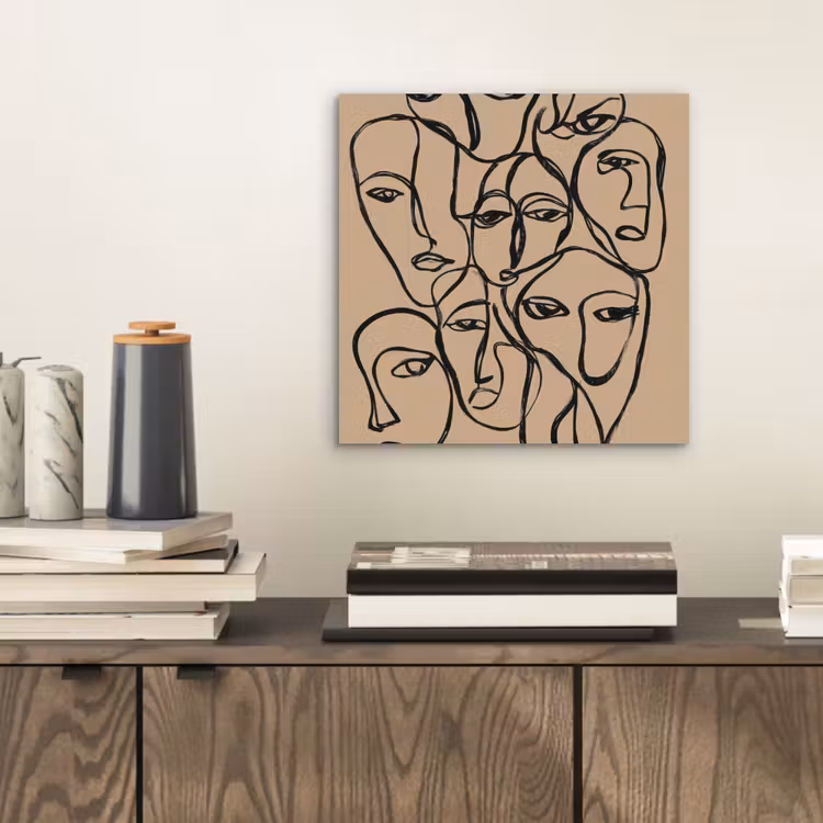 Gezichtenzee - Lijntekening - Abstract aluminium wit klein -sfeer1