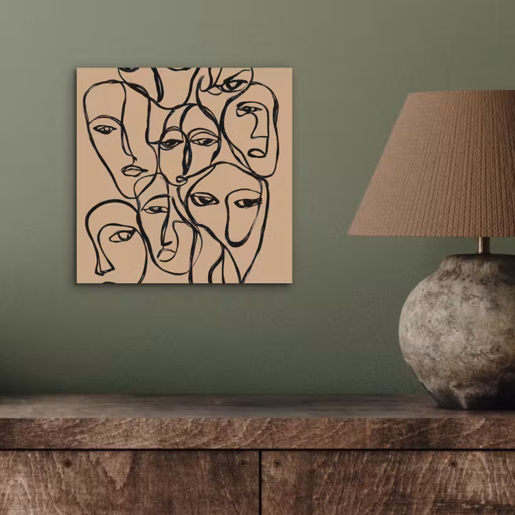 Gezichtenzee - Lijntekening - Abstract aluminium wit klein -sfeer2