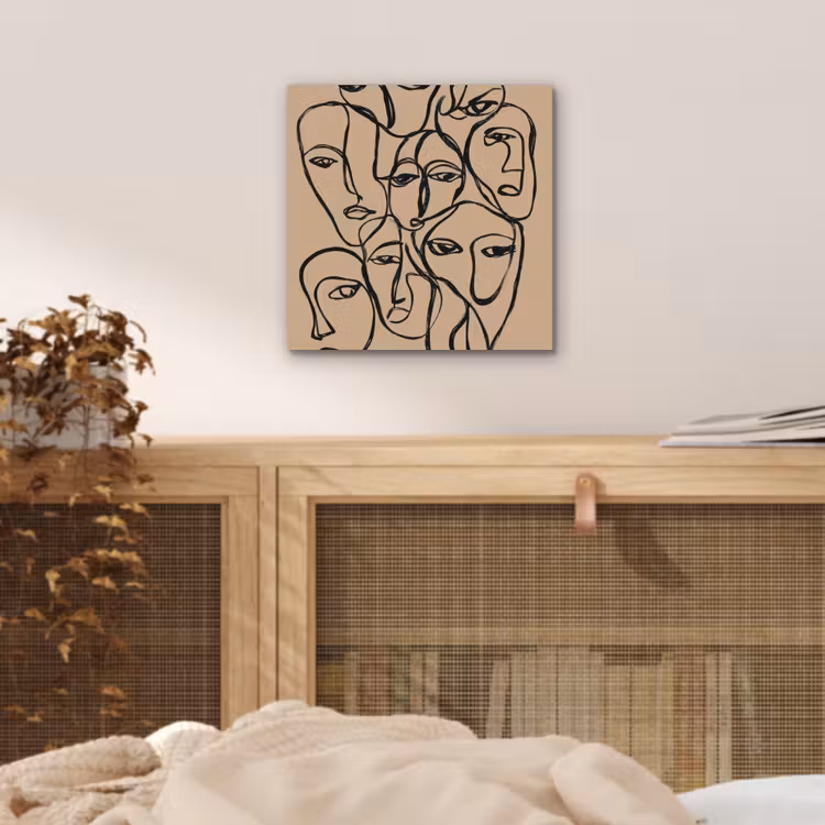Gezichtenzee - Lijntekening - Abstract aluminium wit klein -sfeer3