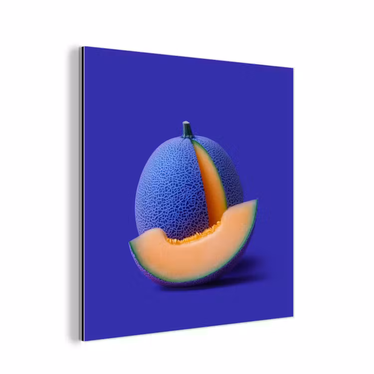 Meloen - Blauw - Oranje - Kunstzinnig aluminium wit klein -3d