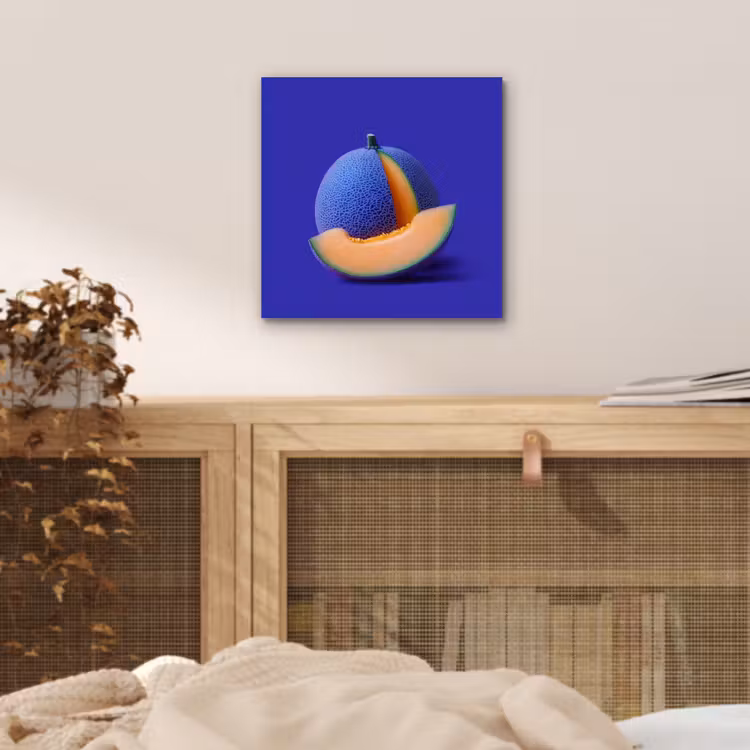 Meloen - Blauw - Oranje - Kunstzinnig aluminium wit klein -sfeer3