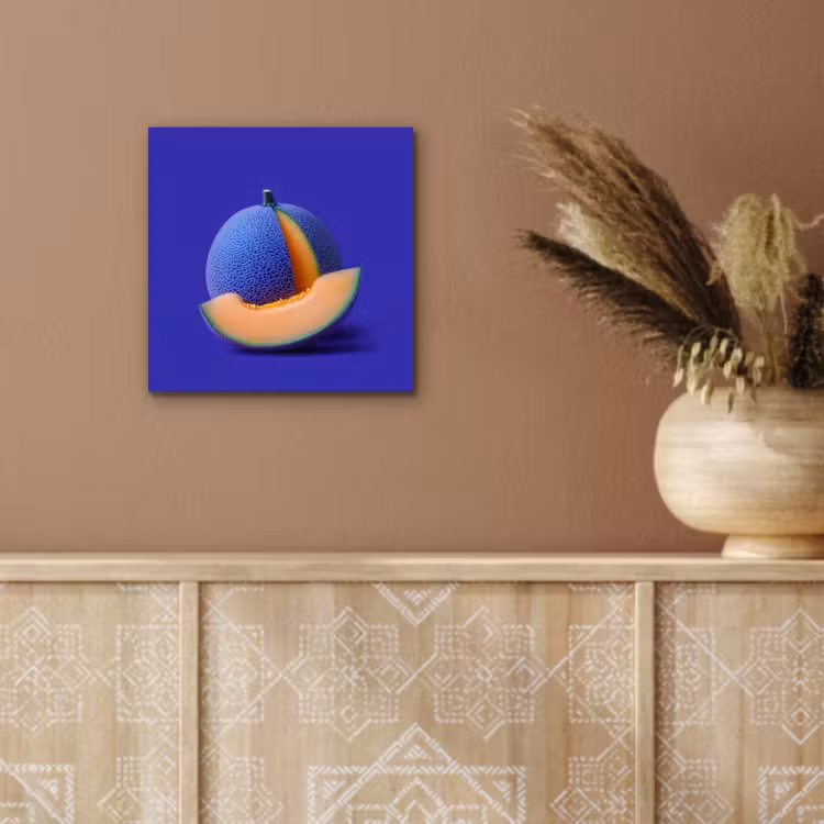 Meloen - Blauw - Oranje - Kunstzinnig aluminium wit klein -sfeer4