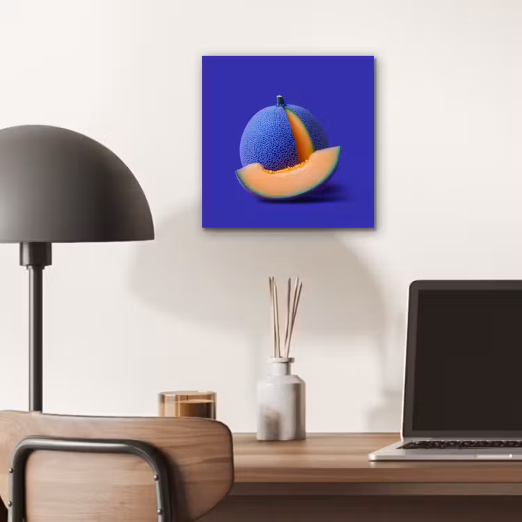 Meloen - Blauw - Oranje - Kunstzinnig aluminium wit klein -sfeer5
