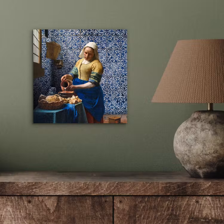 Melkmeisje - Delfts Blauw - Vermeer - Schilderij - Oude meesters aluminium wit klein -sfeer2
