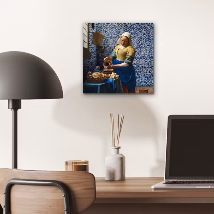 Melkmeisje - Delfts Blauw - Vermeer - Schilderij - Oude meesters aluminium wit klein -sfeer5