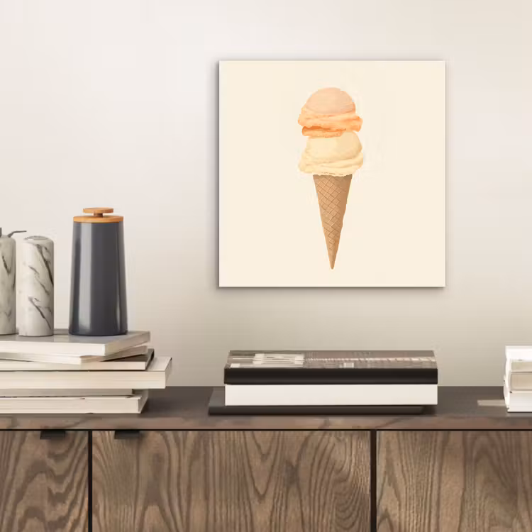 Minimalistisch - Schepijs - Hoorntje - Beige aluminium wit klein -sfeer1