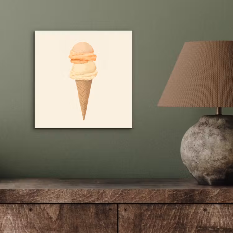 Minimalistisch - Schepijs - Hoorntje - Beige aluminium wit klein -sfeer2
