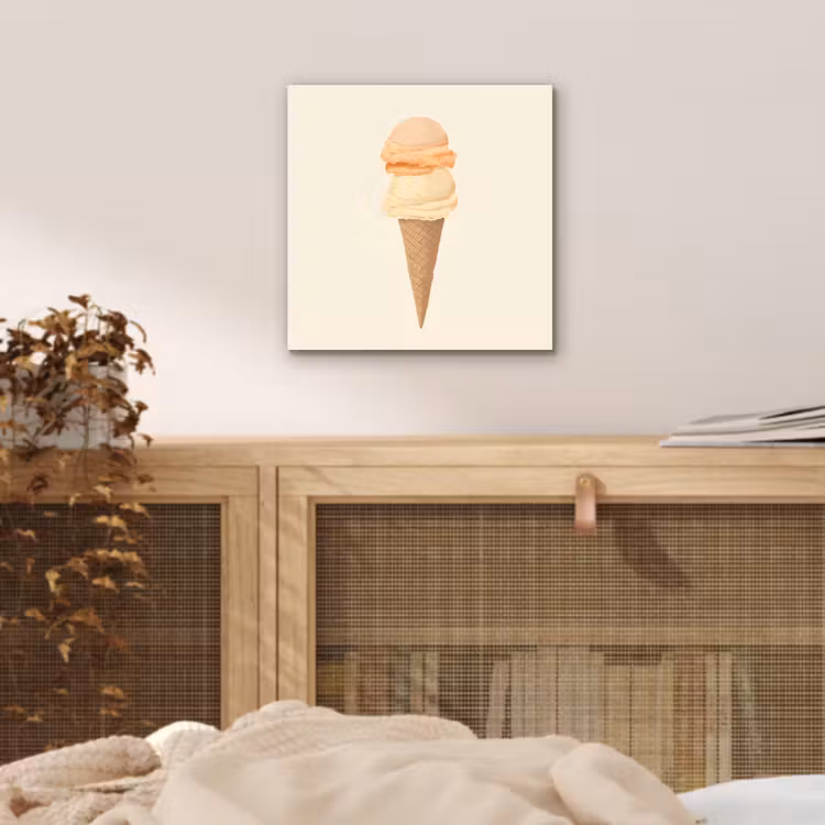 Minimalistisch - Schepijs - Hoorntje - Beige aluminium wit klein -sfeer3