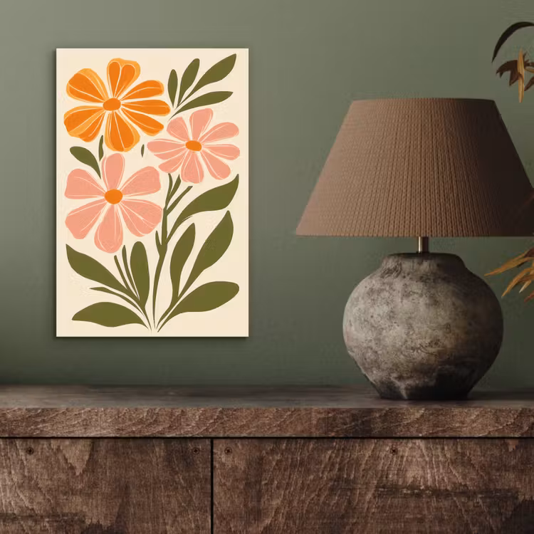 Minimalistisch - Bloemen - Bladeren - Roze aluminium wit klein -sfeer2