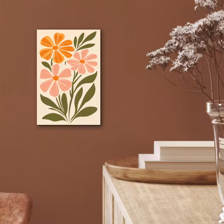 Minimalistisch - Bloemen - Bladeren - Roze aluminium wit klein -sfeer4