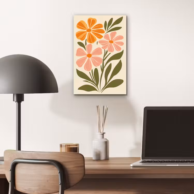 Minimalistisch - Bloemen - Bladeren - Roze aluminium wit klein -sfeer5