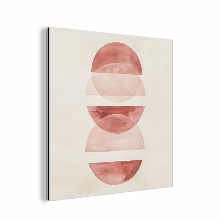 Minimalistisch - Cirkels - Roze aluminium wit klein -3d
