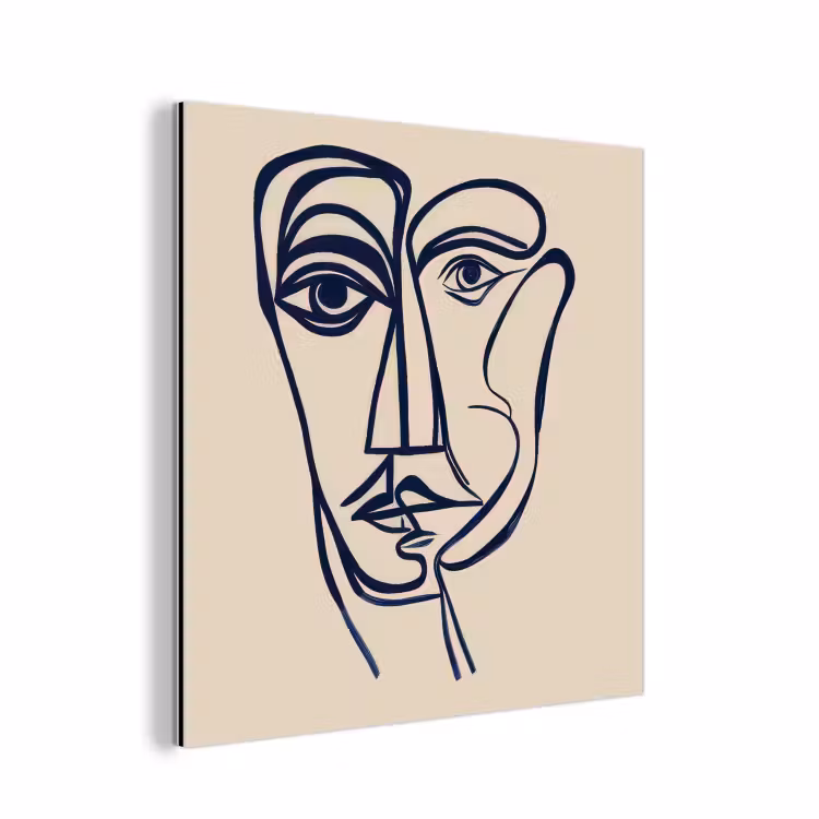 Minimalistisch - Lijnillustratie - Beige - Donkerblauw aluminium wit klein -3d
