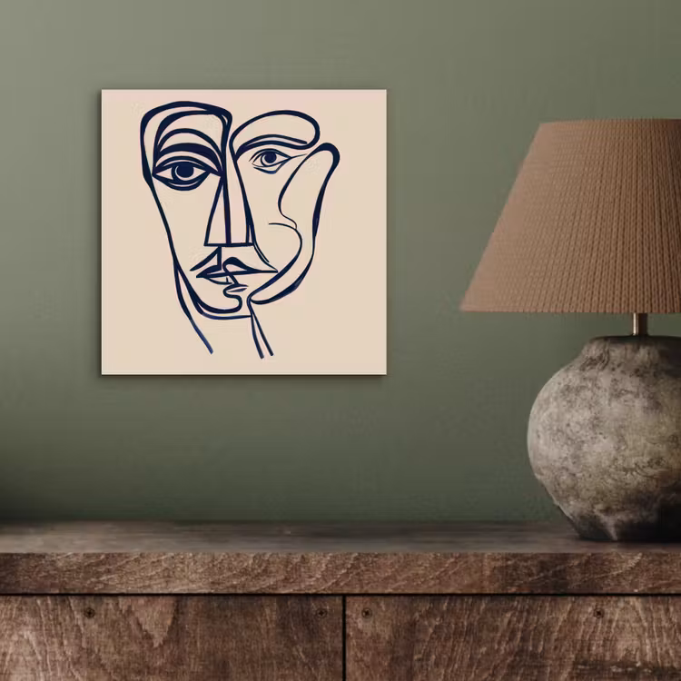 Minimalistisch - Lijnillustratie - Beige - Donkerblauw aluminium wit klein -sfeer2