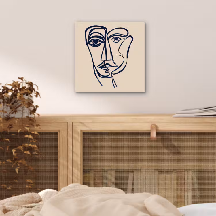 Minimalistisch - Lijnillustratie - Beige - Donkerblauw aluminium wit klein -sfeer3