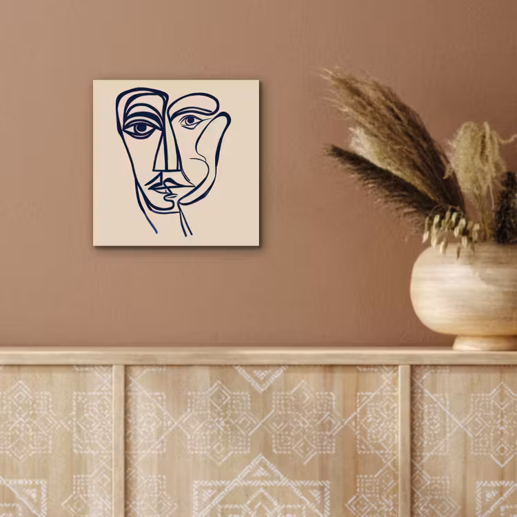 Minimalistisch - Lijnillustratie - Beige - Donkerblauw aluminium wit klein -sfeer4