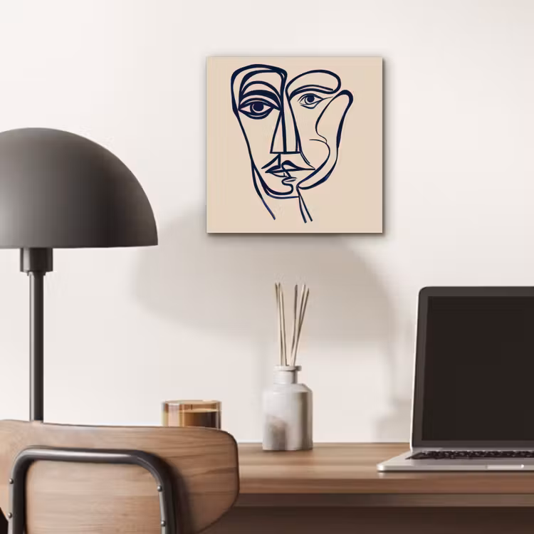 Minimalistisch - Lijnillustratie - Beige - Donkerblauw aluminium wit klein -sfeer5